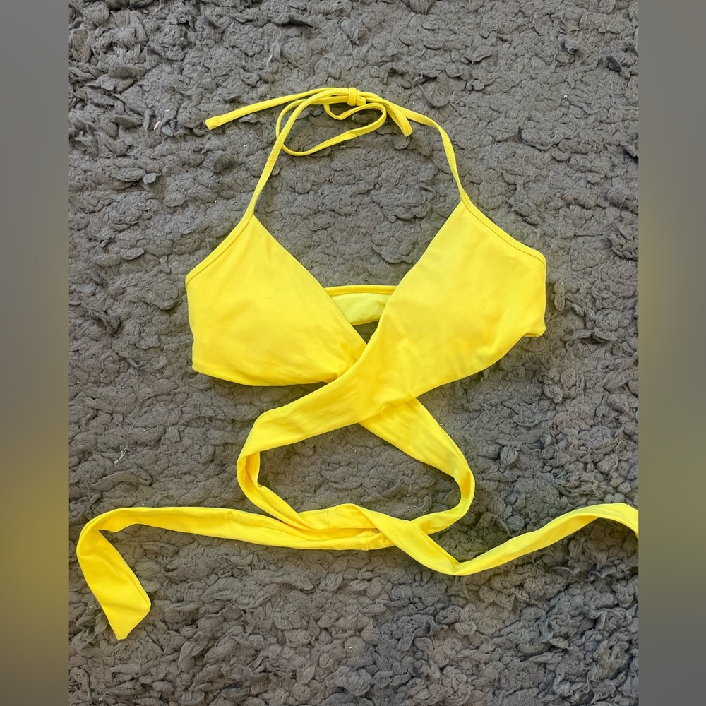 Aerie neon yellow cross over bikini top